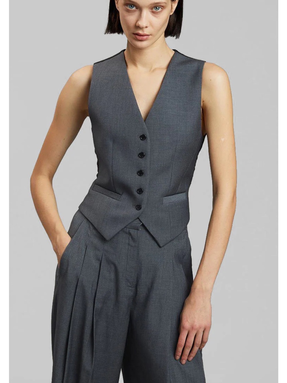 The Frankie shop GELSO WAISTCOAT - DARK GREY MELANGE